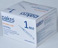 1 мл трехкомпонентный шприц Pakro инсулиновый U100 , с иглой 0,3х13, 100 шт купить в Волгограде